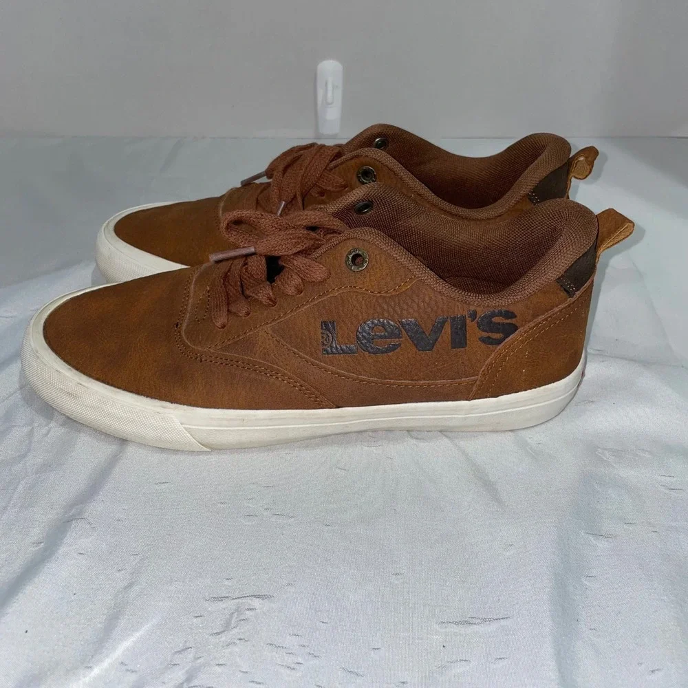 Levis Kids Brown Synthetic Leather Low Top Lace Up Sneakers Size 6 539458-09H1